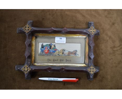 Victorian Stevengraph Framed Silk Picture - The Good Old Days Mail Coach 