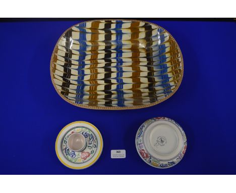 Large Poole Slipper Ware Dish plus Small Dish and Egg Cup 