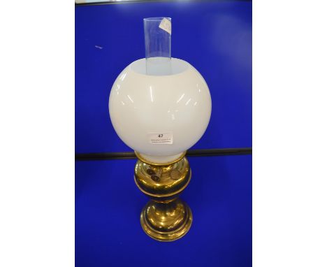 Duplex Brass Oil Lamp with White Shade 