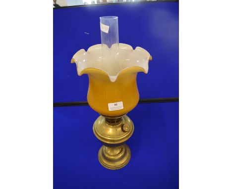 Duplex Brass Oil Lamp with Yellow Shade 