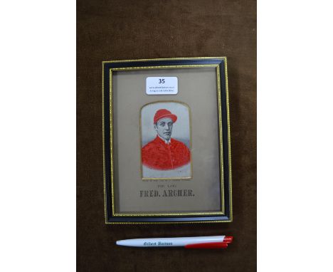 Victorian Stevengraph Framed Silk Picture - Portrait of the Late Fred Archer, Jockey