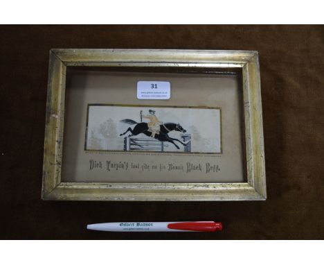 Victorian Stevengraph Framed Silk Picture - Dick Turpin and Black Bess 