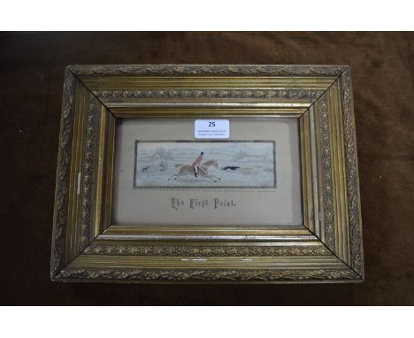 Victorian Stevengraph Framed Silk Picture - The First Point 