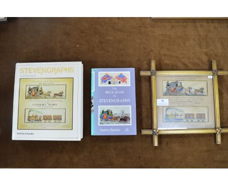 Gilt Framed Double Stevengraph - London and York Mail Coach, Stevenson's Triumph, plus Stevengraph Reference Books