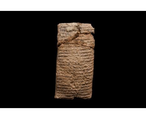 Ca. 2000 BC.A clay cuneiform tablet in a light brown fabric with a written script on both sides. Cuneiform (from cuneus, Lati
