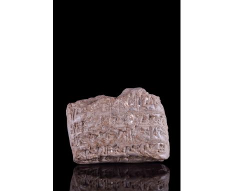 Ca. 1900-1700 BC.A clay cuneiform tablet in a light brown fabric with a written script on both sides. Cuneiform (from cuneus,