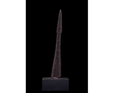 Ca. 200 AD.A rare Legionary pilum spearhead with a long body and a pyramidal-shaped head; conical section for attachment to a