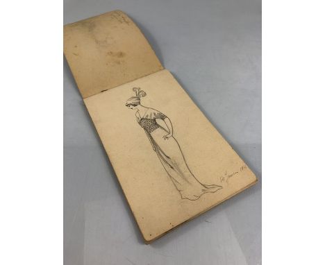 French fashion Sketch book containing 31 sketches mixture Black &amp; White and colour
