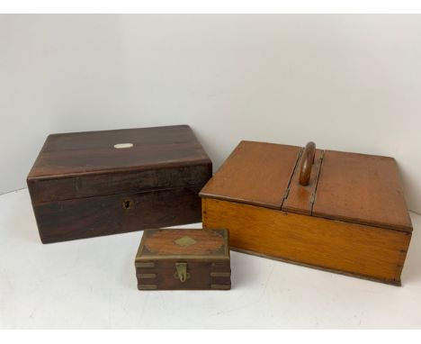Oak Cutlery Box, Brass Bound Trinket Box and Ebony Writing Box for Restoration 