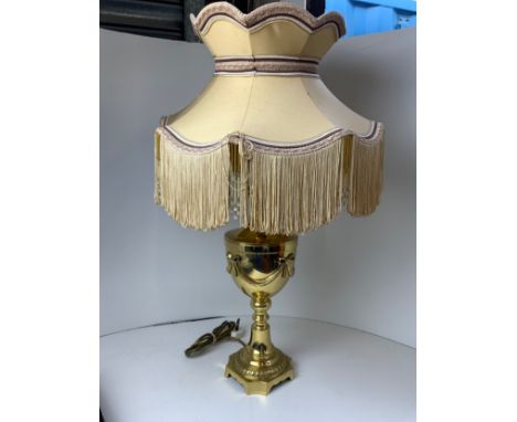 Heavy Brass Table Lamp and Shade 