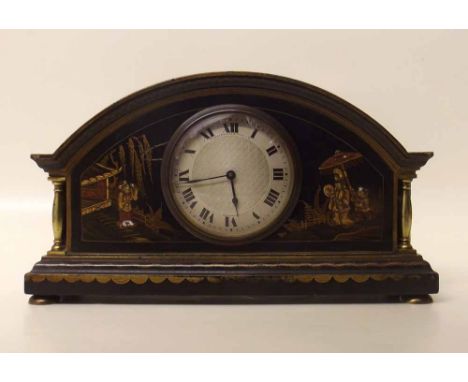 Swiss chinoiserie mantel clock. Condition report: see terms and conditions.