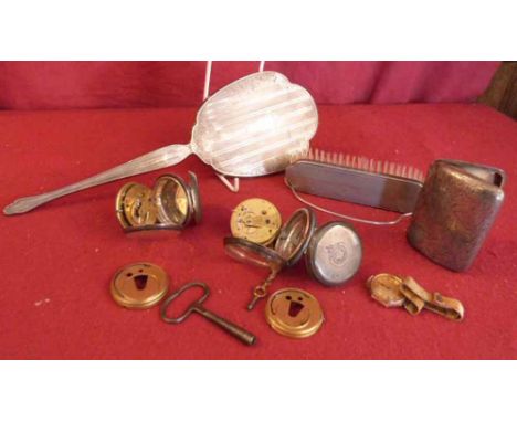 H - Ladies wrist watch marked 9k, two silver pocket watches "Price of Barnsley" and "Pugh of Rotherham", silver cigarette cas