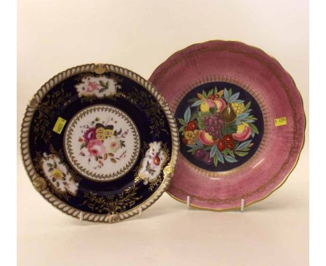 Chamberlains Worcester plate c. 1830 also a Minton lustre bowl. Condition report: see terms and conditions.