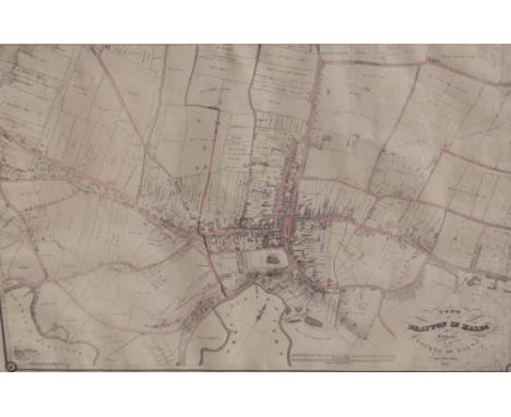 H - Framed print of 1843 map, Drayton-in-Hales (Market Drayton). Condition report: see terms and conditions.