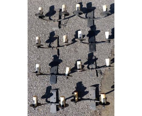 10 Wrought iron double wall light fitting Condition report: see terms and conditions.