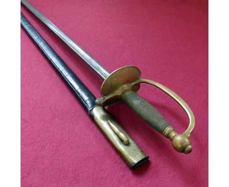 1840 pattern US NCO sword stamped 1863 with leather scabbard. Condition report: see terms and conditions.