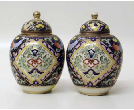 Pair of Noritake vases with pot pourri pierced covers and interior covers. Condition report: see terms and conditions.