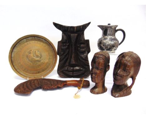 ASSORTED COLLECTABLES comprising a Maori Wahaika (hand club), with attached Allan Davey & Co. 'handcrafted sculptured art' la