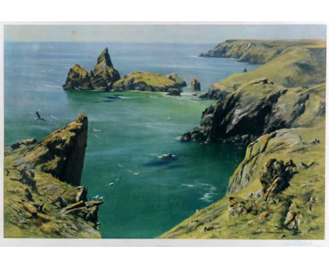 DAVID SHEPHERD, C.B.E., F.R.S.A., F.G.R.A. (BRITISH, B.1931) 'Kynance Cove', colour print, signed lower right, 54.5cm x 78cm.