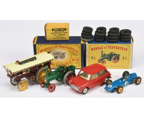 Matchbox, Corgi &amp; Dinky mixed group of items to include (1) 14094 box of Engraved Tyres, (2) Y1 Alchin Traction Engine an