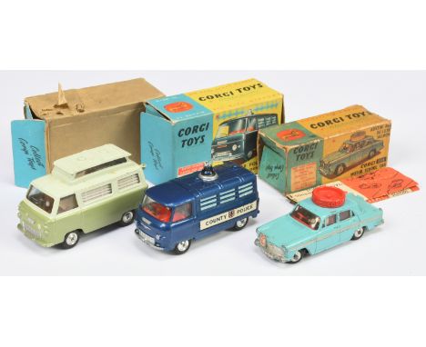 Corgi Toys mixed group comprising of (1) 464&nbsp; Commer "County Police" Van - Blue body, red interior, silver trim, spun hu