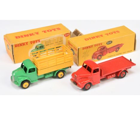 Dinky Toys pair of Commercials comprising of (1) 343 Dodge Produce Wagon - green cab and chassis, yellow stake back and rigid