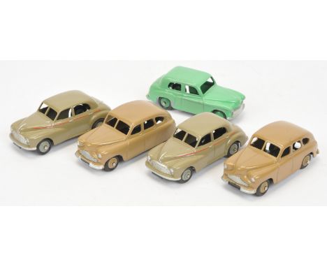 Dinky Toys mixed group of Vehicles to include (1) 154 Hillman Minx Saloon - pale green, silver trim, mid-green ridged hubs wi