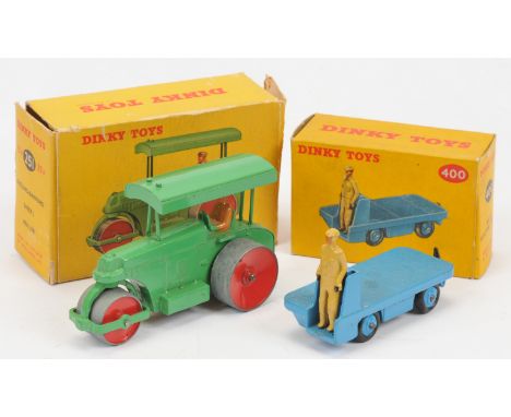 Dinky Toys pair of Commercials comprising of (1) 251 (25P) Aveling Barford Road Roller - Mid-green body and canopy, red metal