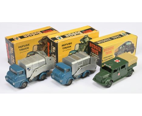 Budgie Toys mixed group of Vehicles comprising of (1) 274 Refuse Truck, (2) 274 Refuse Truck and (3) Personnel &amp; Equipmen