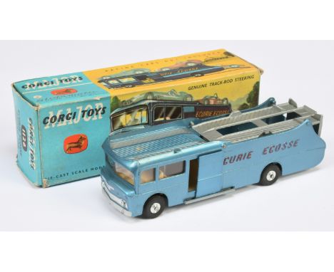 Corgi Toys Major 1126 Ecurie Ecosse Racing Car transporter - steel blue with silver ramp and platforms, tan interior, red sid