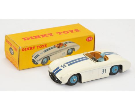Dinky Toys 133 Cunningham C5R Racer - Off white body with blue stripes and racing number 31, tan interior with light blue fig
