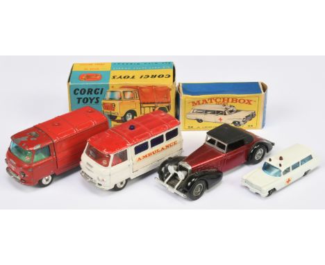 Corgi Toys &amp; Matchbox mixed group to include (1) 54b Cadillac Ambulance - white body with silver trim &amp; red cross doo