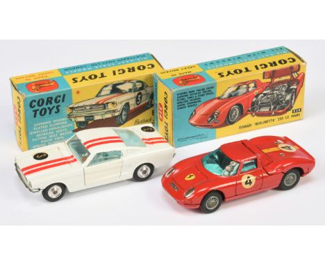 Corgi Toys pair of Vehicles comprising of (1) 314 Ferrari Berlinetta 250 Le Mans - red body, blue tinted windows, chrome inte