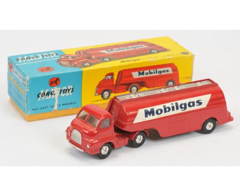 Corgi Toys 1110 Bedford Type S Petrol Tanker "Mobilgas" - Red cab and Tanker, silver trim, gantry and filler caps, spun hubs.