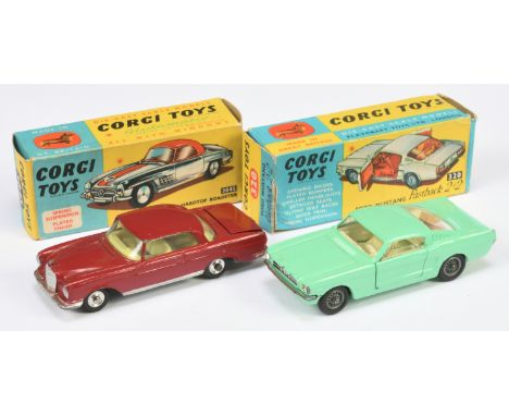 Corgi Toys pair of Vehicles comprising of (1) 320 Ford Mustang Fastback - Pale green, off white interior, chrome trim and wir
