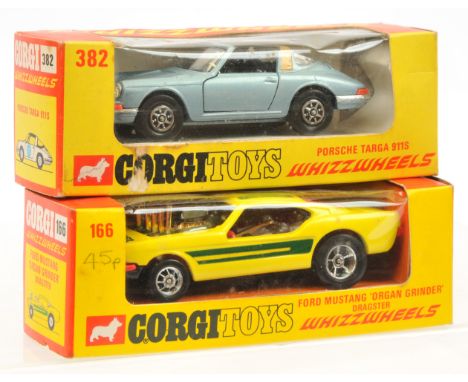 Corgi Toys pair of Vehicles comprising of (1) 382 Porsche Targa 911S - steel blue body, black roof panel and interior, gold r