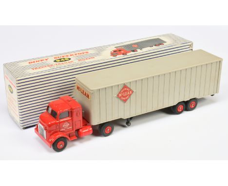Dinky Toys 948 "McLean" Tractor and Trailer - Red cab and plastic hubs, light fawn trailer. Condition is Good to Good Plus (m