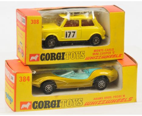 Corgi Toys pair of Vehicles comprising of (1) 308 Morris Mini Cooper S "Rallye Monte Carlo" - yellow body, red interior, blac
