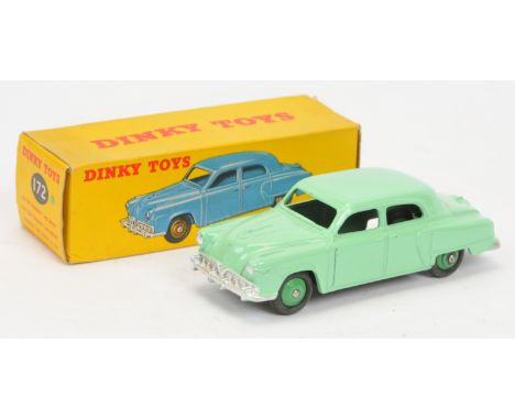 Dinky Toys 172 Studebaker Land Cruiser - light green, mid-green ridged hubs with black smooth tyres, silver trim. Condition i