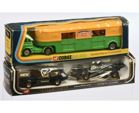 Corgi Toys mixed pair comprising of (1) 1104 Bedford Horse Transporter and (2) Gift Set 32 Lotus Elite &amp; JPS Racing Car o