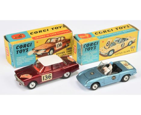 Corgi Toys mixed pair comprising of (1) 318 Lotus Elan S2 with "I've Got a Tiger in My Tank" trunk decal - metallic silver-bl