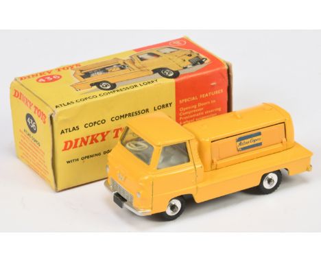 Dinky Toys 436 Atlas Copco Compressor Lorry - Yellow body, silver trim and spun hubs with black treaded tyres. Condition is E