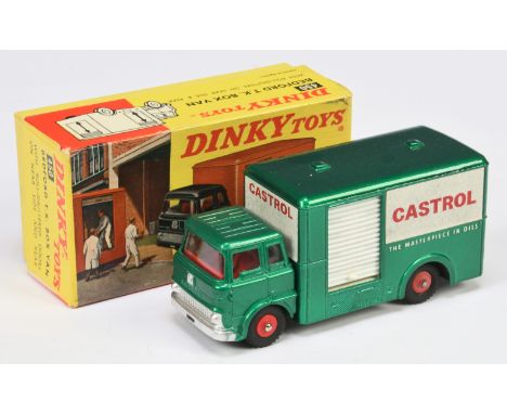 Dinky Toys 450 Bedford Tk Box Van "Castrol" - Metallic Green cab and back, white opening rear and side doors, red interior an