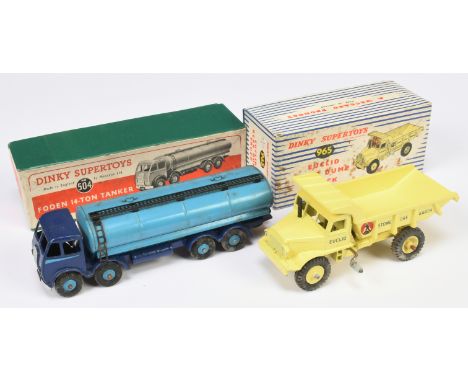 Dinky Toys mixed pair comprising of (1) 504 Foden (type 1) Tanker -Two-Tone blue, silver trim and side flashes, rigid hubs, b