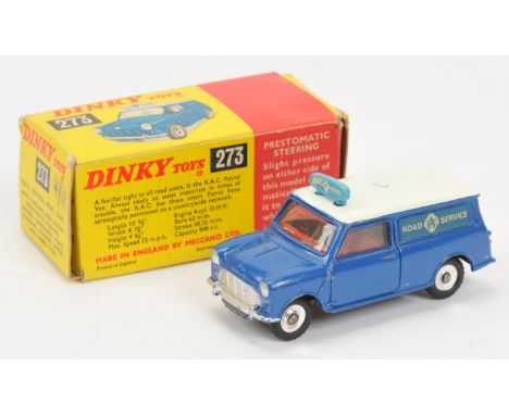 Dinky Toys 273 "RAC Road Service" Mini Van - Blue body, white roof, red interior, silver trim and spun hubs with black treade