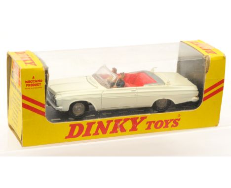 Dinky Toys 115 Plymouth Fury Sports Car - white body, red interior with grey tonneau, 2 x figures, 2 x white plastic aerials,