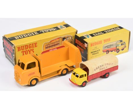Budgie Toys pair of Commercials comprising of (1) Coca-Cola Van and (2) Renault Truck "Fresh Fruit Daily". Conditions are Fai