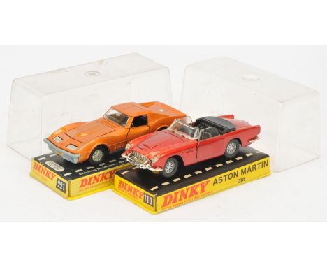 Dinky Toys pair of Cars comprising of (1) 221 Chevrolet Corvette Stingray - metallic bronze, black interior, cast detailed hu