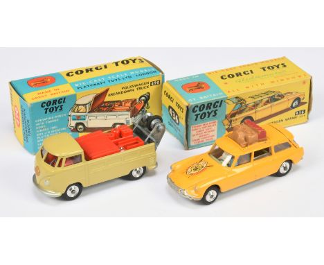 Corgi Toys pair of Vehicles comprising of (1) 436 Citroen Safari "Wildlife Preservation" - Yellow body, pale green and brown 