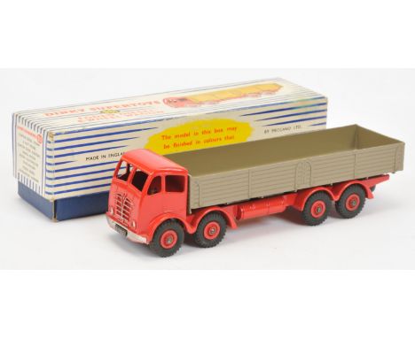 Dinky Toys 901 Foden (type 2) 8-Wheeled Diesel Wagon - Red cab, chassis and supertoy hubs with black tyres, light fawn back, 